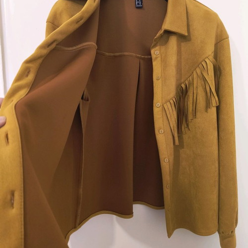 Suede shirt jacket with fringes Forever 21 plus size like new