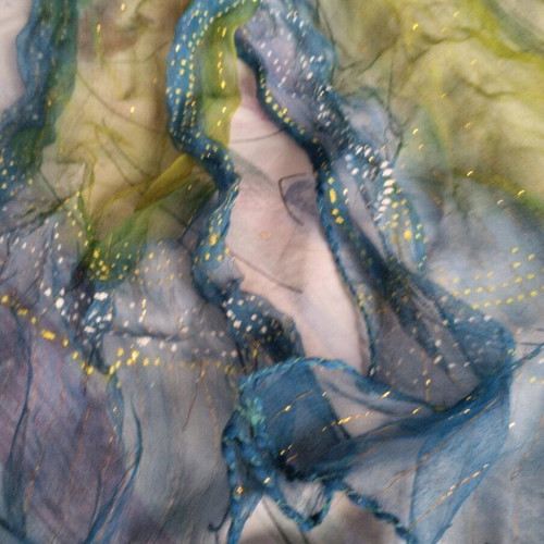 Vintage silk scarf like new, blue and green