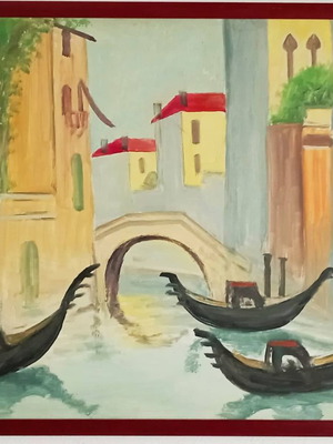 Dora Bouki oil painting in excellent condition, signed