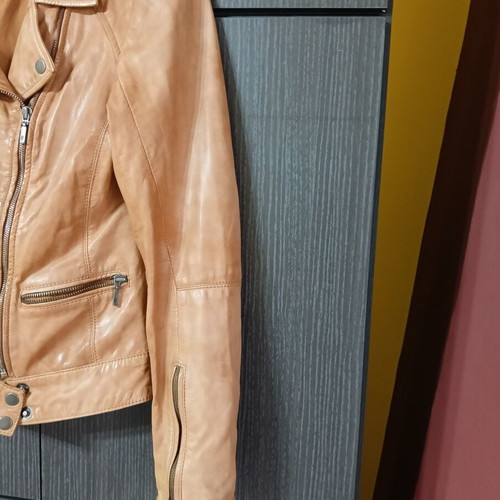 Stradivarius women's leather jacket used, beige, size L