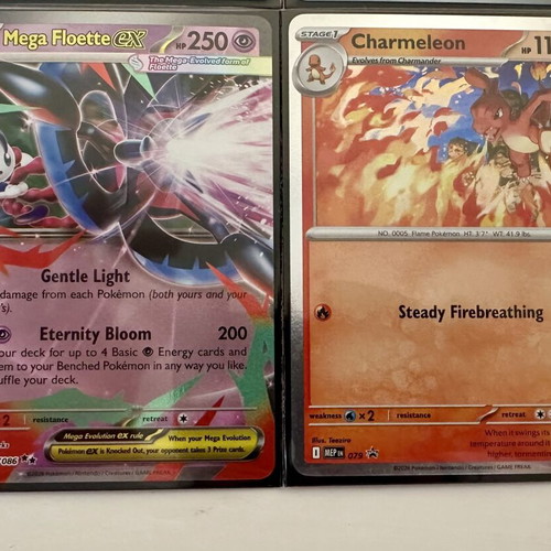 Pokémon cards like new, Froakie, Frogadier, Charmeleon promo, Mega Floette ex
