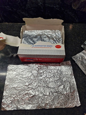 Crinkled aluminum foil for highlights like new