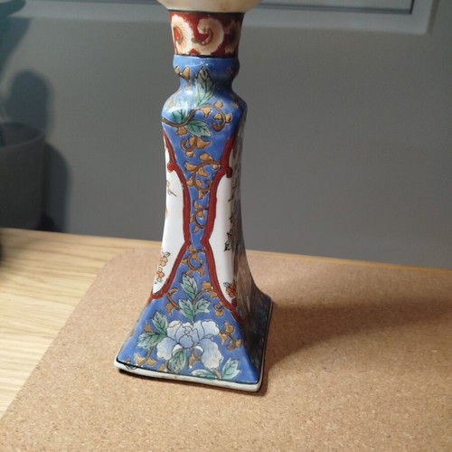 Macau Satsuma candle holder handpainted used, vintage