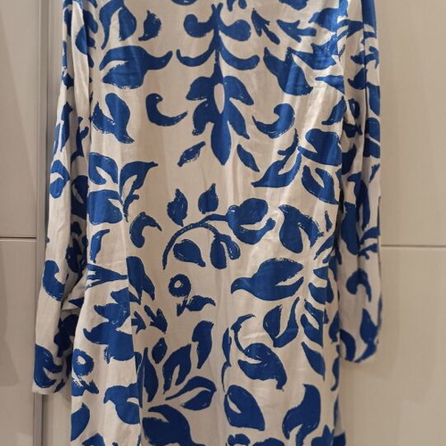 ZARA Cotton Tunic Long Shirt like new, size L, white and blue