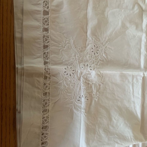 Cotton white pillowcases with handmade details new