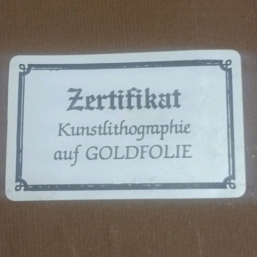 Painting with gold foil signature frame certificate like new