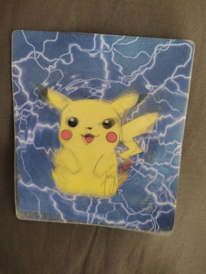 Pokemon Pikachu card used, Kellogg's 1/6 in moderate condition