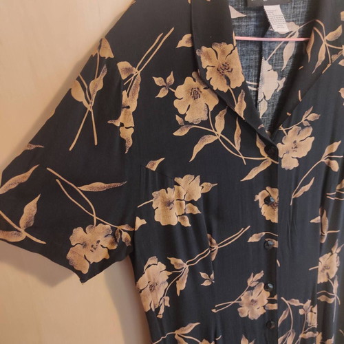 Vintage dress like new, black with brown floral pattern, size L