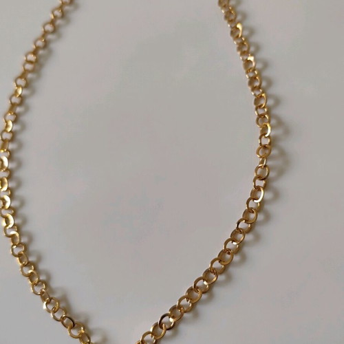 Steel handmade long necklace like new, gold-colored