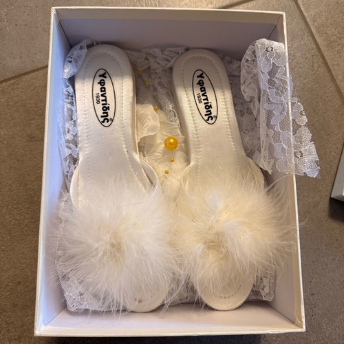 Yfantidis bridal slippers new, size 38, white
