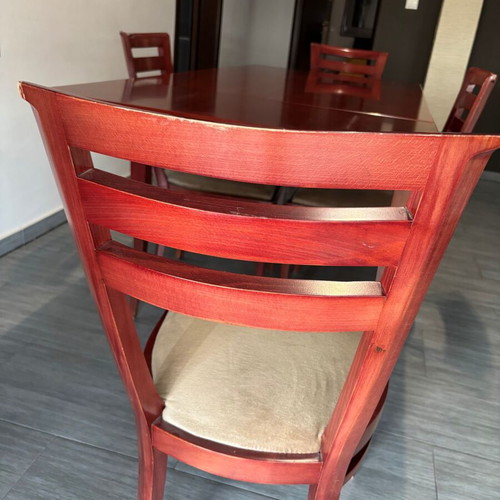 Extendable Dining Set solid cherry wood with 4 chairs used
