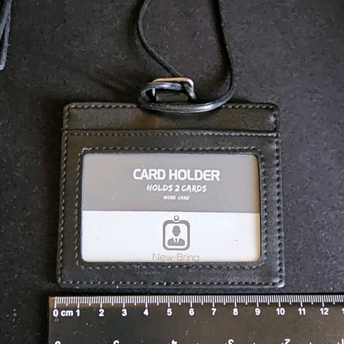 Leather card holder with elastic cord new, black
