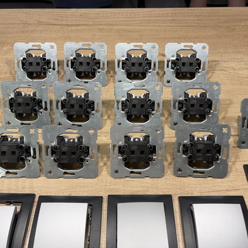 Hager Berker S1 Single Wall Switches with Frame and Button, 13 pcs, like new