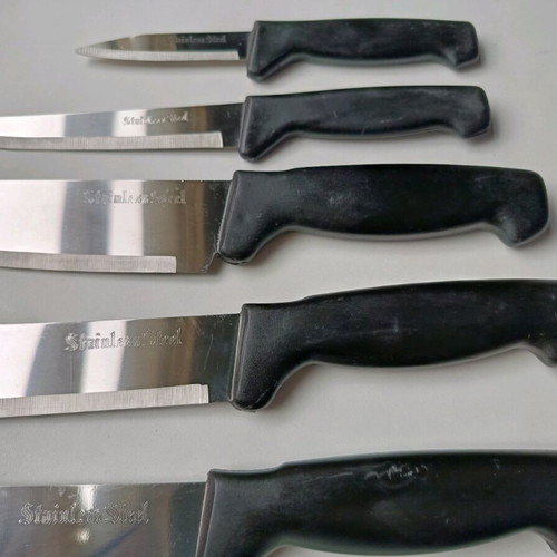 Set of 5 professional kitchen knives stainless steel like new
