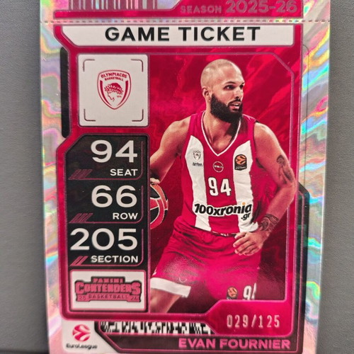 Panini Contenders Euroleague Evan Fournier Game Ticket Pink 029/125 like new