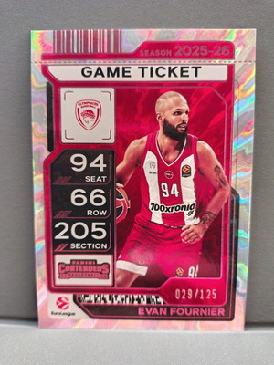 Panini Contenders Euroleague Evan Fournier Game Ticket Pink 029/125 like new