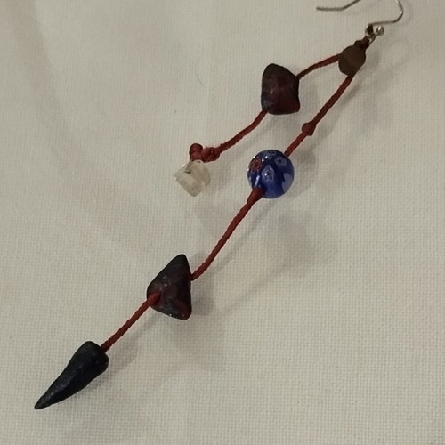 Handmade single earring like new, blue and red