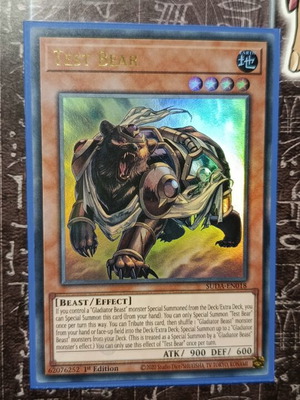 Test Bear Yu-Gi-Oh! card like new with Ultra Pro sleeve