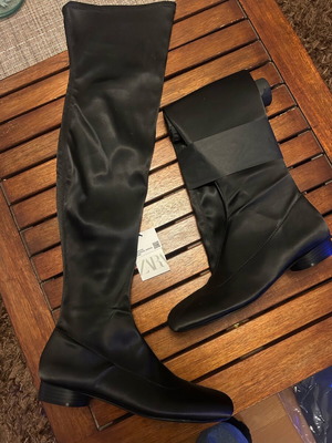 Zara satin boots new, black, size 38