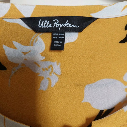 Viscose blouse floral Ulla Popken like new, yellow size 5XL