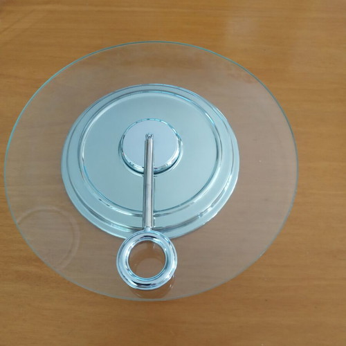 Serving tray like new with crystal and stainless steel base