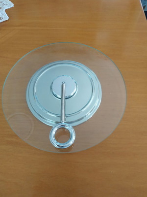 Serving tray like new with crystal and stainless steel base