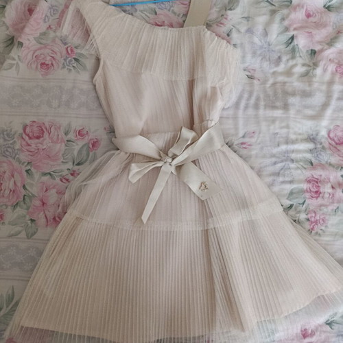 Mayoral glittery beige dress for girls, size 8 years