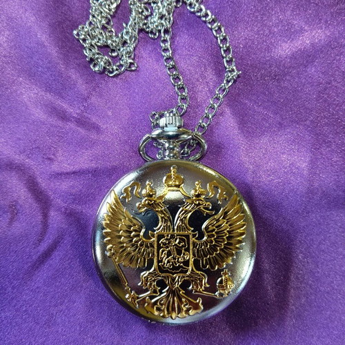 Pocket watch pendant with double-headed eagle in luxury gift box