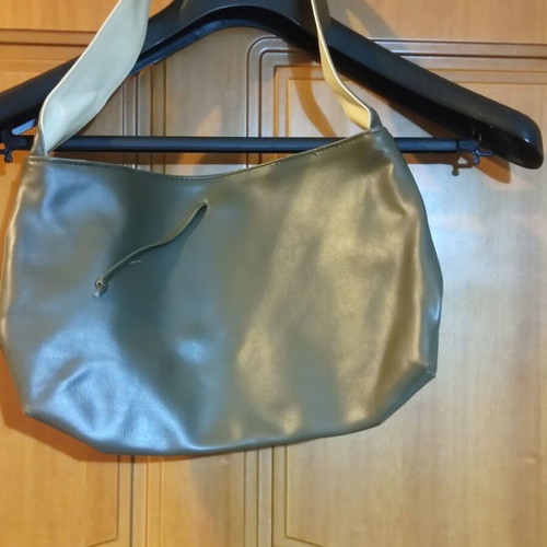 Shoulder bag new, olive with light beige interior