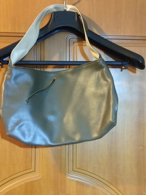 Shoulder bag new, olive with light beige interior