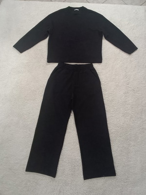 Zara Textured Jacquard Co-ord set, unisex, black