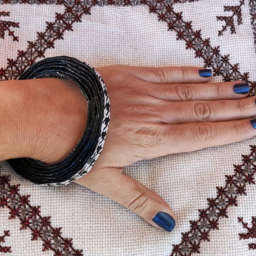 Bracelet stable black handmade from recycled paper