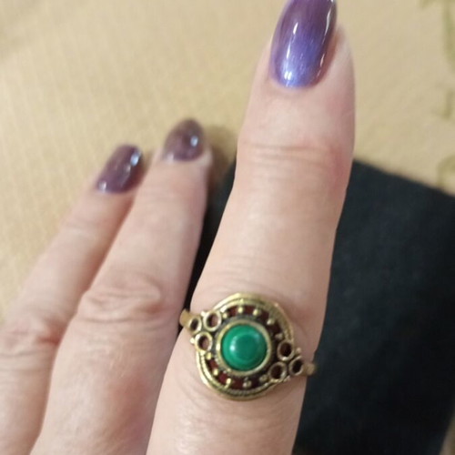 Women's ring with malachite energy crystal new