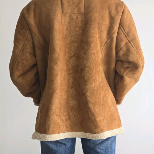 Tan Faux Suede Aviator Jacket like new, brown