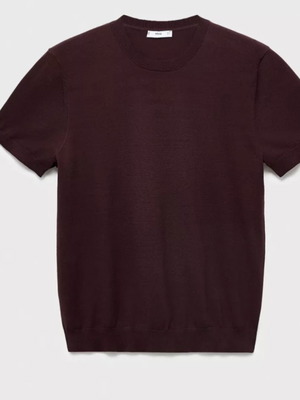 Mango burgundy knitted short-sleeve cotton shirt like new, XL