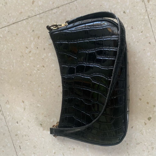 A-Cold-Wall Black Croc Print Handbag Used With Gold Hardware