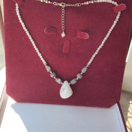 925 silver moonstone necklace, adjustable 40-45 cm