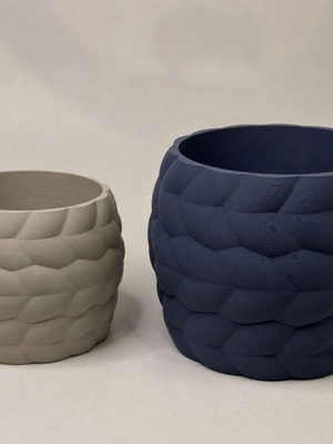 Σετ γλάστρες Αύρα 3D printed, μικρή και μεγάλη, οργανικός σχεδιασμός