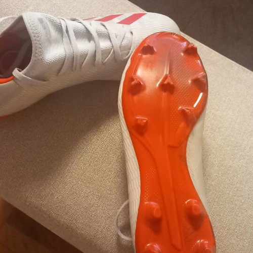 Adidas football boots like new, size 43.5, white and orange