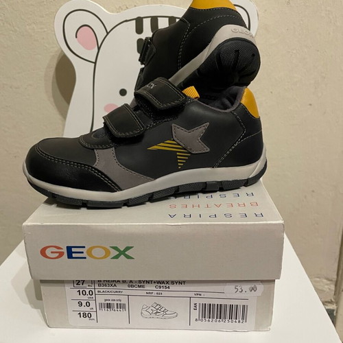 Geox kids sneakers new, black-gray, size 27