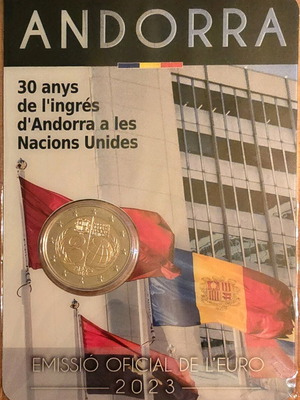 Ανδόρα 2 ευρώ 2023 καινούργιο, 30 χρόνια ένταξης στα Ηνωμένα Έθνη