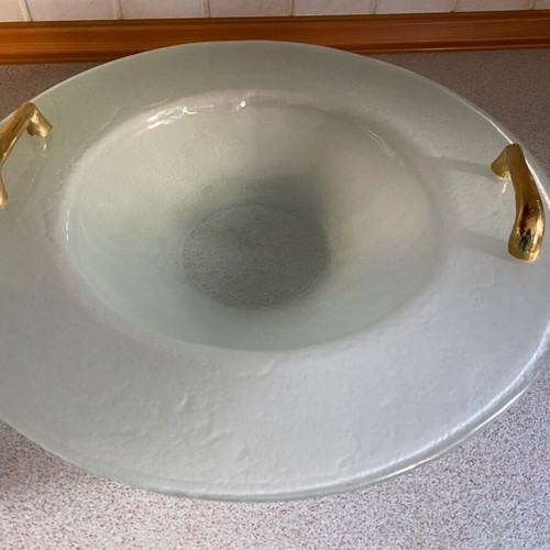 Decorative plate vase made of solid glass like new