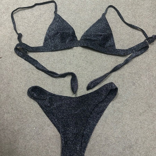 Decoro women's bikini set used, black glitter texture, size S