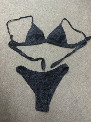 Decoro women's bikini set used, black glitter texture, size S