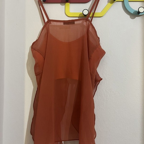 See-Through Crop Top with Straps new, orange, one size