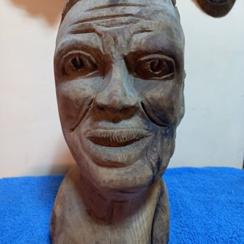 African statue used, handmade wood, ancient art