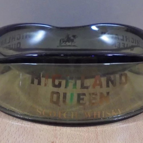 Highland Queen scotch whisky old promotional glass ashtray used