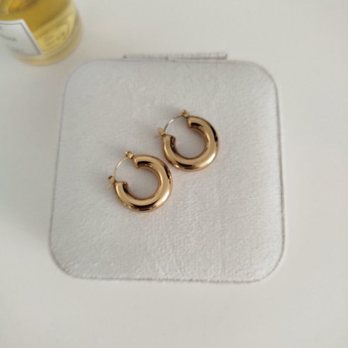 Chunky hoops earrings new, stainless steel, gold tone