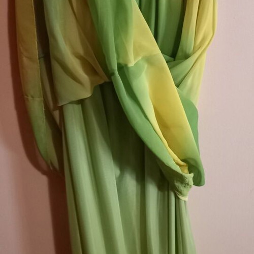 Summer dress with smocked bodice and adjustable straps used, size M-L-XL, yellow and green
