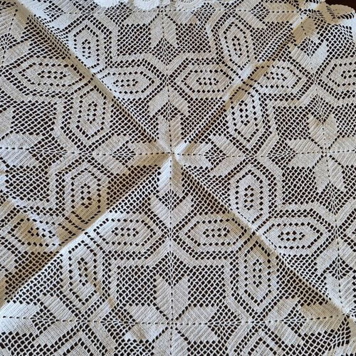 Handmade crocheted tablecloth new white 85x85 cm